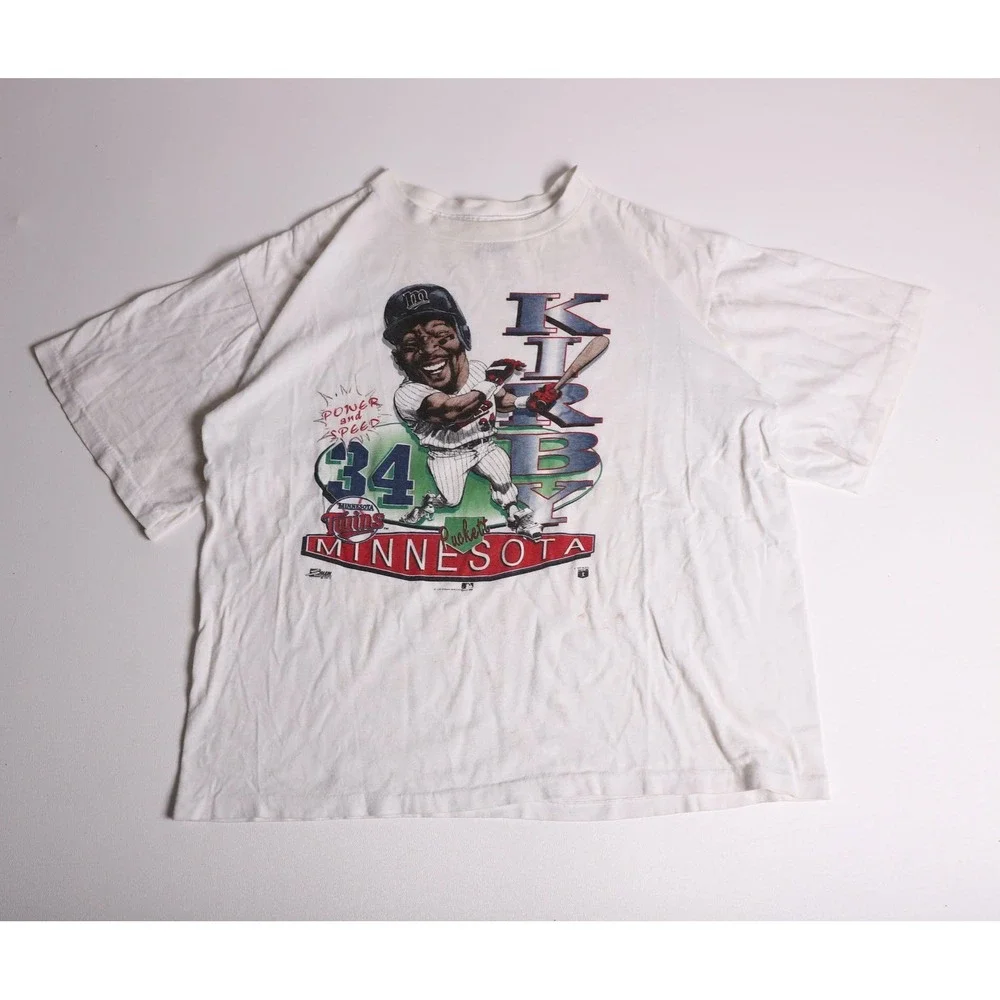 Vintage 1992 Kirby Puckett Minnesota Twins Salem Sportswear T-Shirt Kids 18-20 L